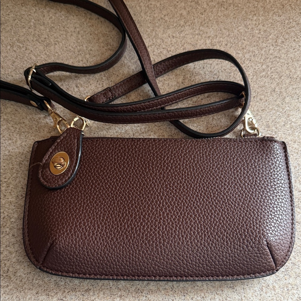 Elegant Brown Leather Wristlet